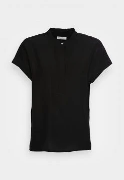 Marc O'Polo Damen BLOUSE SHORT SLEEVE HIDDEN BUTTON PLACKET - T-Shirt Basic - Black -Marc O'Polo Verkäufe 0e2b52ae623d4e3b94bb1597bb31f75f