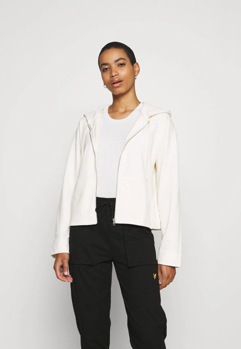 Marc O'Polo HOODY ZIP FRONT KANGAROO POCKETS GATHERED BACK - Sweatjacke - White Sand | Damen 1 Marc O'Polo HOODY ZIP FRONT KANGAROO POCKETS GATHERED BACK - Sweatjacke - White Sand | Damen