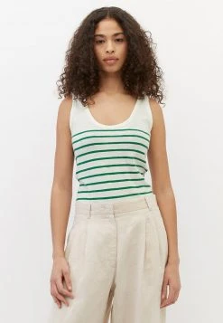 Marc O'Polo Damen IN LOCKERER SLUB QUALITÄT - Top - Multi Preppy Green