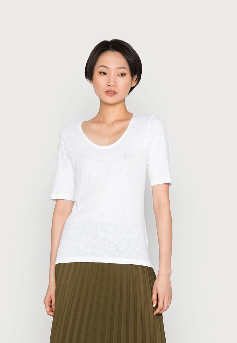 Marc O'Polo LONG SHORT SLEEVE DEEP CREW NECK - T-Shirt Basic - White | Damen 1 Marc O'Polo LONG SHORT SLEEVE DEEP CREW NECK - T-Shirt Basic - White | Damen