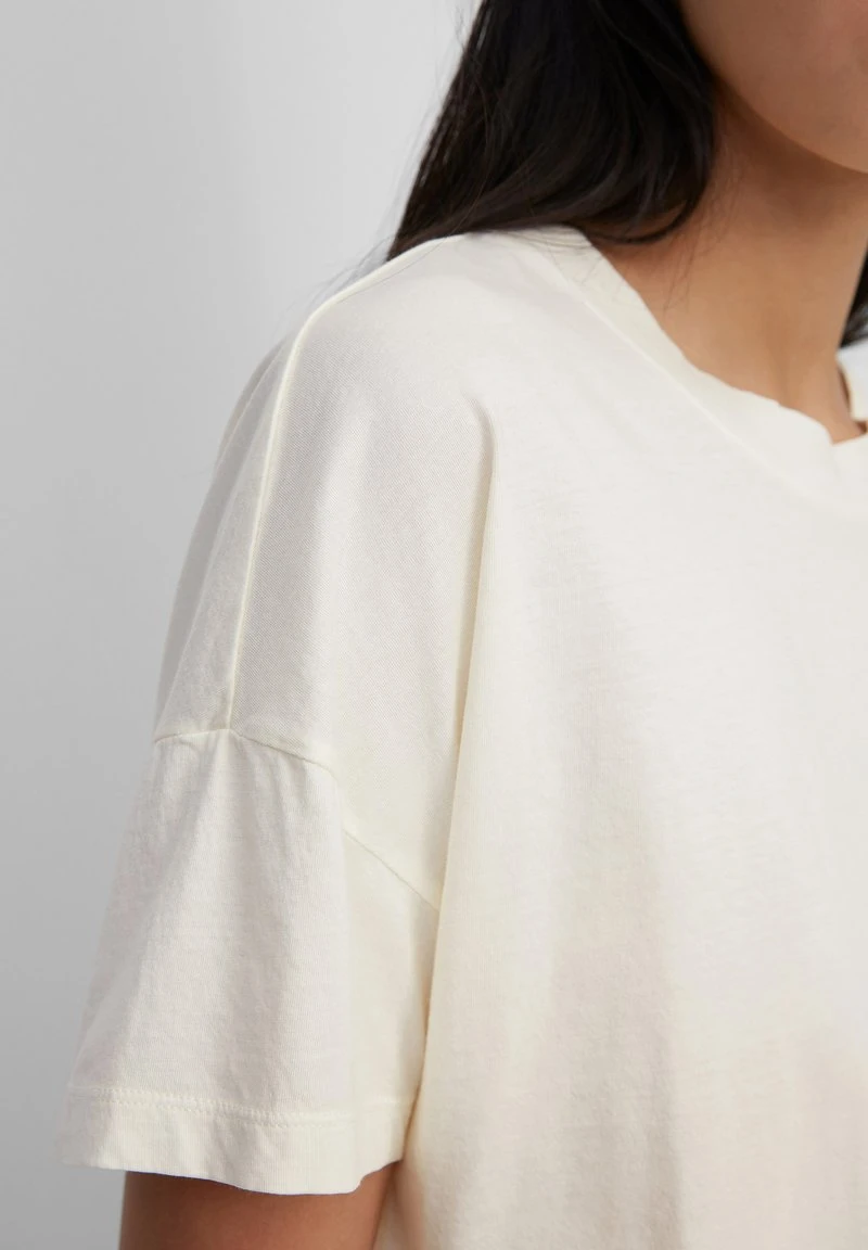 Marc O'Polo Damen CROP AUS - T-Shirt Basic - White Mousse 4 Marc O'Polo Damen CROP AUS - T-Shirt Basic - White Mousse – Bild 4