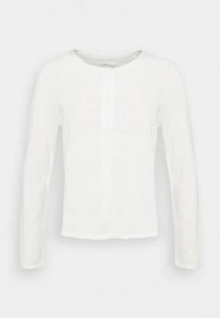 Marc O'Polo CARDIGAN LONGSLEEVE ASHAPE WITH STRUCTURE DETAILS AND BUTTON - Strickjacke - Paper White | Damen