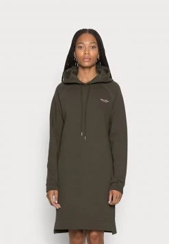 Marc O'Polo DRESS WITH HOOD - Freizeitkleid - Olive Drab | Damen
