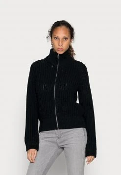 Marc O'Polo CARDIGAN LONGSLEEVE STAND UP COLLAR ZIPPER - Strickjacke - Black | Damen