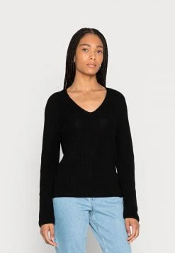 Marc O'Polo Damen LONGSLEEVE V NECK STICH A SHAPE - Strickpullover - Black