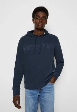 Marc O'Polo Herren HOODY LONG SLEEVE FLATLOCK DETAILS ARTWORK ON CHEST - Kapuzenpullover - Total Eclipse