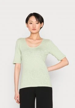 Marc O'Polo LONG SHORT SLEEVE DEEP CREW NECK - T-Shirt Basic - Dried Mint | Damen