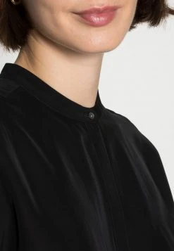 Marc O'Polo Damen BLOUSE SHORT SLEEVE HIDDEN BUTTON PLACKET - T-Shirt Basic - Black -Marc O'Polo Verkäufe 496124ed602c4e47802dcad14ceda611