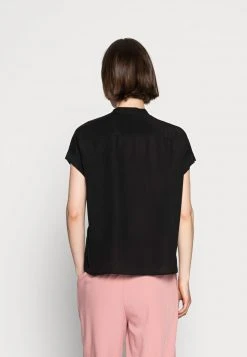 Marc O'Polo Damen BLOUSE SHORT SLEEVE HIDDEN BUTTON PLACKET - T-Shirt Basic - Black -Marc O'Polo Verkäufe 4cea2f5365d14b1e9fbd5da1e51a4bd1