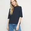 Marc O'Polo Damen HIGH NECK - T-Shirt Basic - Dark Night