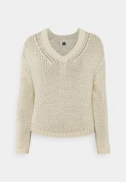 Marc O'Polo LONG SLEEVE V NECK - Strickpullover - Summer Taupe | Damen