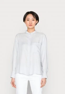 Marc O'Polo Damen BLOUSE LONG SLEEVE STAND UP COLLAR BUTTON PLACKET - Bluse - Morning Dew