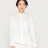 Marc O'Polo Damen BLOUSE LONG SLEEVE STAND UP COLLAR BUTTON PLACKET - Bluse - Salty White
