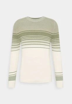 Marc O'Polo Herren CREW NECK WITH PLACED STRIPES AND DIP DYE - Strickpullover - Pistachio Gray