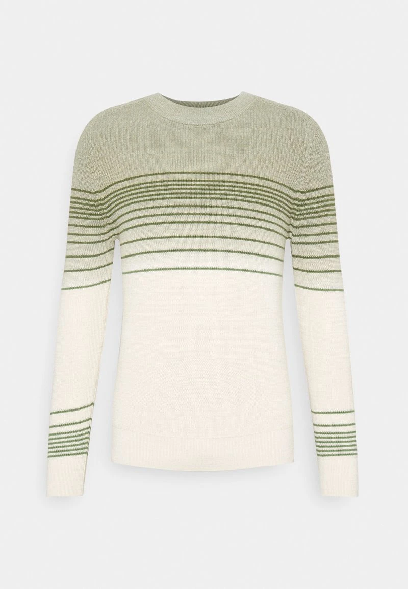 Marc O'Polo Herren CREW NECK WITH PLACED STRIPES AND DIP DYE - Strickpullover - Pistachio Gray 1 Marc O'Polo Herren CREW NECK WITH PLACED STRIPES AND DIP DYE - Strickpullover - Pistachio Gray