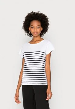 Marc O'Polo BOATNECK SHORT SLEEVE PLACED STRIPE - T-Shirt Basic - Multi/black | Damen