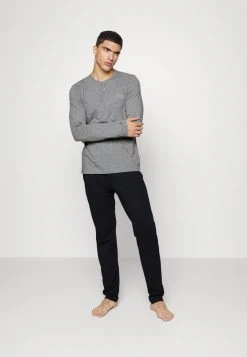 Marc O'Polo Herren LOUNGESET CREW NECK - Nachtwäsche Hose - Grey Melange