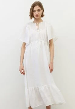 Marc O'Polo GATHERING BAT SLEEVE FRONT SLIT MIDI LENGTH - Freizeitkleid - White | Damen