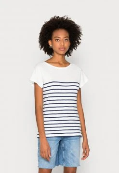 Marc O'Polo BOATNECK SHORT SLEEVE PLACED STRIPE - T-Shirt Basic - Multi/noble Blue | Damen