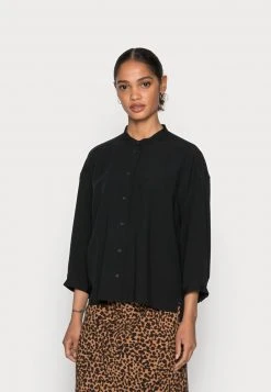 Marc O'Polo BLOUSE STAND UP COLLAR BUTTON THROUGH - Bluse - Dusty Black | Damen
