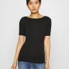 Marc O'Polo Damen SHORT SLEEVE BOAT NECK - T-Shirt Basic - Black