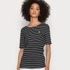 Marc O'Polo SHORT SLEEVE ROUND NECK STRIPED - T-Shirt Print - Dusty Black | Damen