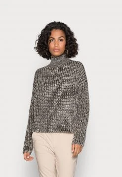 Marc O'Polo LONGSLEEVE STAND UP COLLAR MOULINEE - Strickpullover - Multi/deep Walnut | Damen