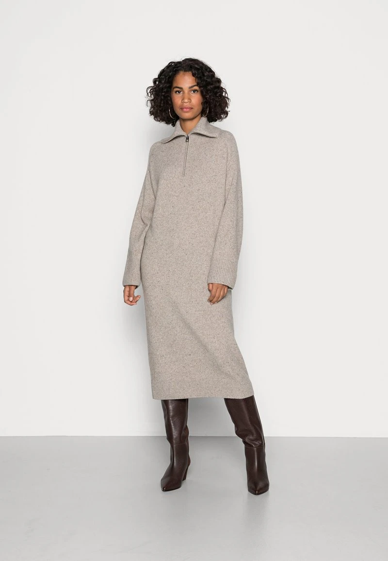Marc O'Polo DRESS LONG SLEEVE STAND UP COLLAER WITH ZIPPER - Strickkleid - Winter Wheat Melange | Damen 1 Marc O'Polo DRESS LONG SLEEVE STAND UP COLLAER WITH ZIPPER - Strickkleid - Winter Wheat Melange | Damen