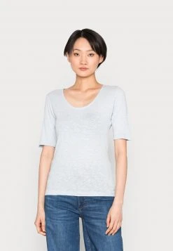 Marc O'Polo LONG SHORT SLEEVE DEEP CREW NECK - T-Shirt Basic - Morning Dew | Damen