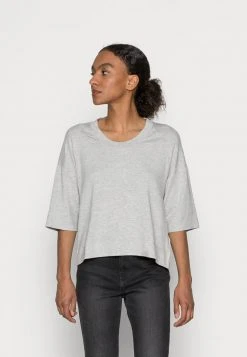 Marc O'Polo CROPPED WIDE FIT WIDER SHORT SLEEVES - T-Shirt Basic - Stony Grey Melange | Damen