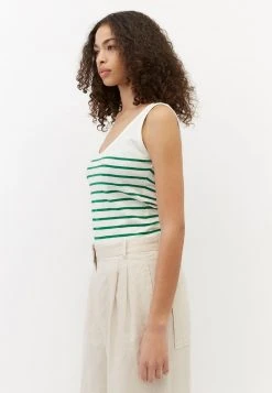 Marc O'Polo Damen IN LOCKERER SLUB QUALITÄT - Top - Multi Preppy Green -Marc O'Polo Verkäufe eb97469cad454ace92dc98dcf45293f7