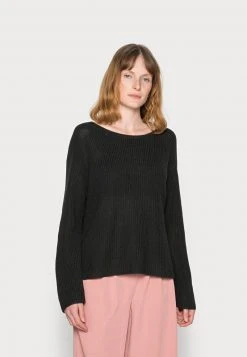 Marc O'Polo LONG SLEEVE ROUND NECK - Strickpullover - Dusty Black | Damen
