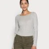 Marc O'Polo LONG SLEEVE BOAT NECK - Langarmshirt - Stony Grey Melange | Damen