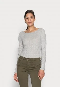 Marc O'Polo LONG SLEEVE BOAT NECK - Langarmshirt - Stony Grey Melange | Damen