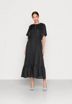 Marc O'Polo GATHERING BAT SLEEVE FRONT SLIT MIDI LENGTH - Freizeitkleid - Black | Damen